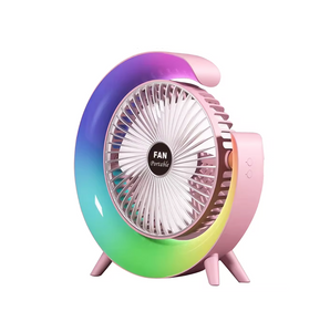 Aufladen Lauflampe Desktop-Lüfter Schlafsaal USB-Aufladung Dual-Purpose-Büro Große Wind-Tischlampe Bunter wiederaufladbarer Desktop-Lüfter