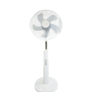 Weißer 16-Zoll-wiederaufladbarer einfacher Standventilator mit elektrischer Kühlung, tragbarer Bodenventilator mit Steuerung im Großhandel